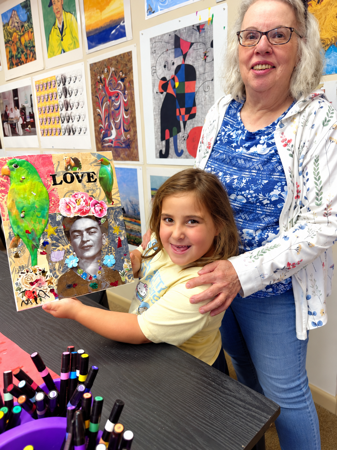 Two children stringing beads on a bead board during a jewelry making class at InDreams Art Experience in Medford, NJ
