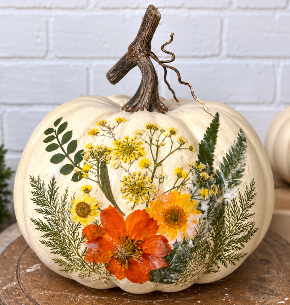 Decoupage Dried Flower Pumpkin