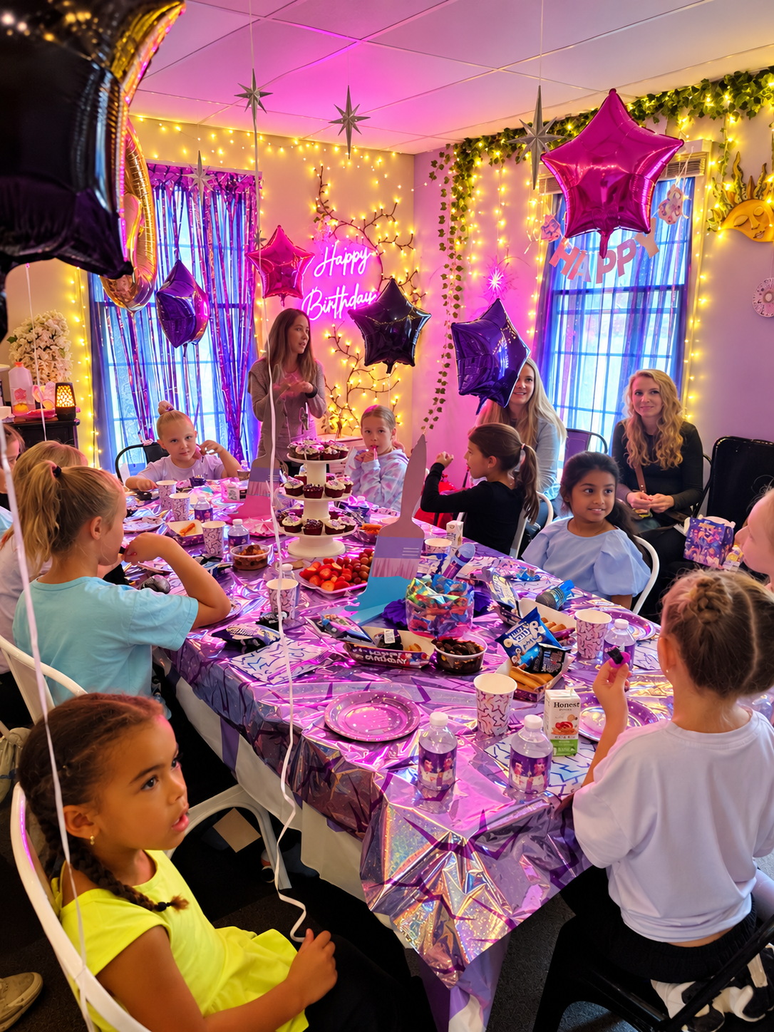 Private birthday party room prepared for a celebration at InDreams Art Experience